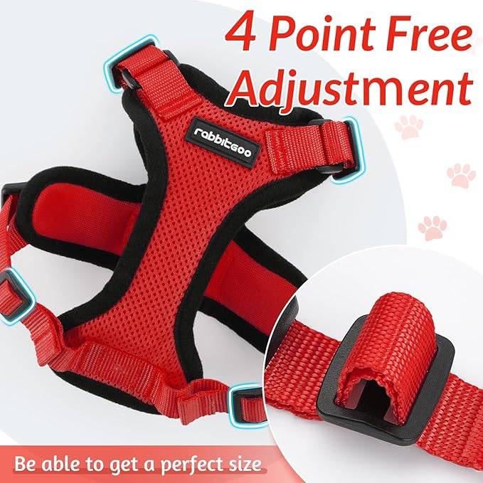 rabbitgoo Cat Harness and Leash for Walking, Escape Proof Soft Adjustable Vest Harnesses for Cats, Easy Control Breathable Reflective Strips Jacket, Red, S