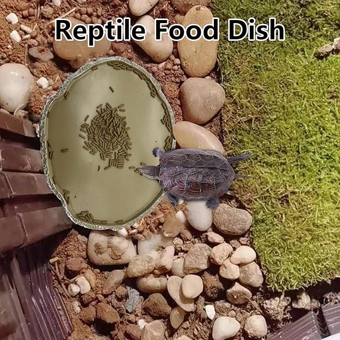 Tfwadmx 2 Pcs Reptile Food Dish Bearded Dragon Food Bowl Tortoise Food Dish Reptile Rock Food Bowl Reptile Feeder Feeding Bowl for Lizard Turtle Frog Leopard Gecko Snake Chameleon