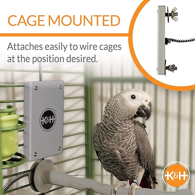 K&H Pet Products Snuggle-Up Bird Warmer, Caged Bird Heater for Medium/Large Exotic Birds Like Cockatoos, Macaws, African Grays, Bird Heater for Cage - Gray Large 4 X 7 Inches