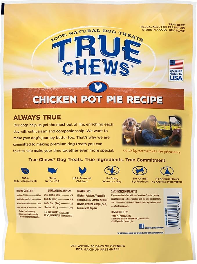 Blue Buffalo True Chews Natural Dog Treats Chicken Pot Pie Recipe, 12 oz bag