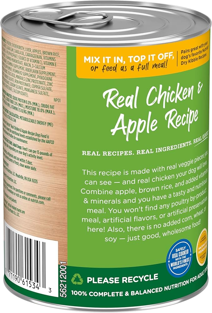 Rachael Ray Nutrish Premium Pate Wet Dog Food, Chicken & Apple, 13 Ounce Can (Pack of 12)