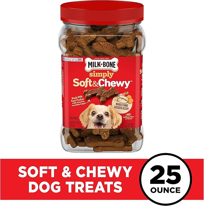 Milk-Bone Simply Soft & Chewy Dog Treats, Wholesome Chicken Recipe, 25 Ounce Made with Real Chicken, Rolled Oats, Sweet Potato & Apples