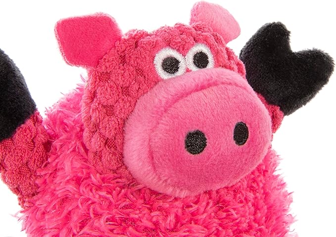 goDog Checkers Just for Me Skinny Pig Squeaky Plush Dog Toy, Chew Guard Technology - Pink, Mini