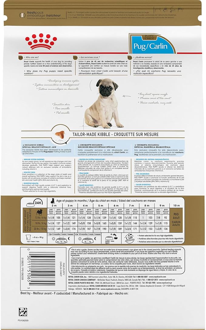 Royal Canin Pug Puppy Breed Specific Dry Dog Food, 2.5 Lb Bag