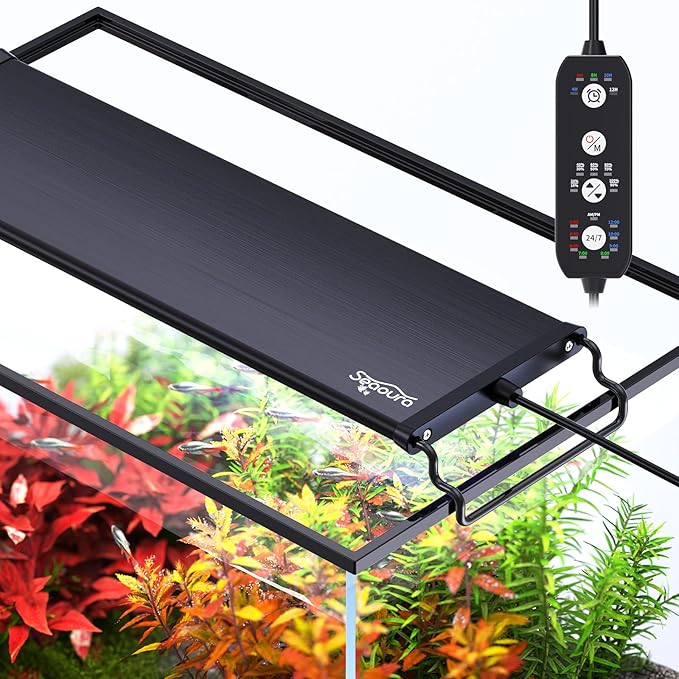 24/7 Mode LED Aquarium Light for Plants-Full Spectrum Fish Tank Light with Timer, Auto On/Off, 7 Colors, Adjustable Brightness, 3 Modes for Freshwater Tank (14W for 12-18 inch Tank)