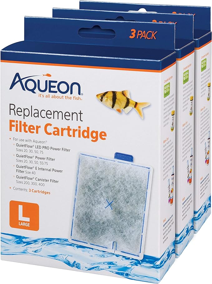 Aqueon Aquarium Fish Tank Replacement Filter Cartridges Large - 9 pack