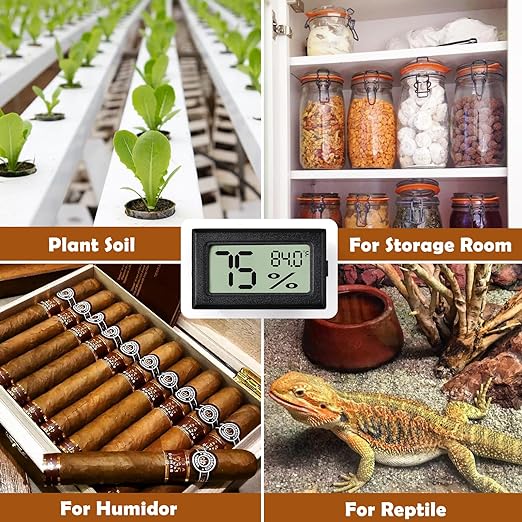 Reptile Thermometer and Humidity Gauge,2PCS Digital Adhesive Reptile Terrarium Hydrometer Thermomete,Bearded Dragon Tank Accessories,Pet Humidity Meter Supplies for Crested Gecko,Snake,Lizard