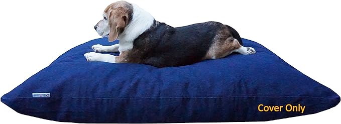 Dogbed4less Do It Yourself DIY Pet Bed Pillow Duvet Denim Cover with Waterproof Internal case for Dog or Cat, Large 48"X29" blue color - Covers only