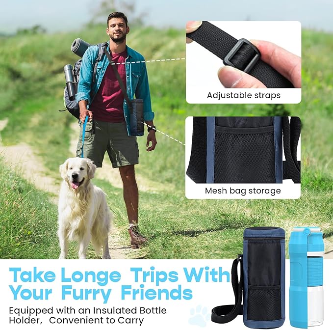 Lesotc Dog Water Bottle, 35OZ Portable Dog Water Bottle Dispenser Dog Travel Water Bottle, Leak Proof Foldable Pet Water Bottle Travel Water Bowl Dog Accessories for Dogs Outdoor Walking and Hiking