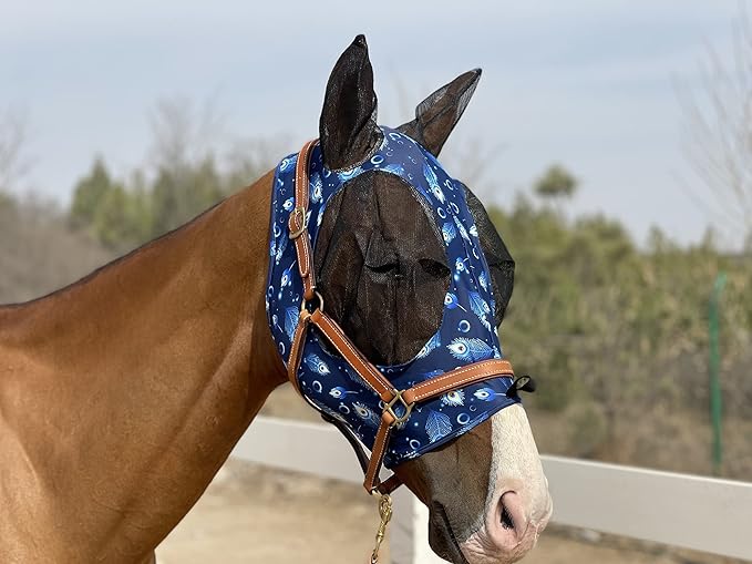 TGW RIDING Horse Fly Mask Super Comfort Horse Fly Mask Elasticity Fly Mask with Ears We Only Make Products That Horses Like (Spring Green, L)