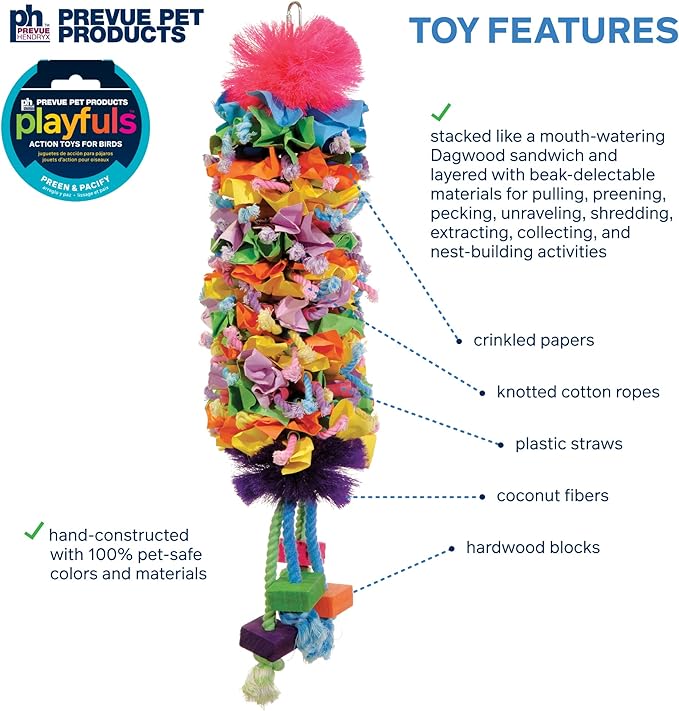 Prevue Pet Products 62607 Calypso Creations Dagwood Bird Toy, Multicolor