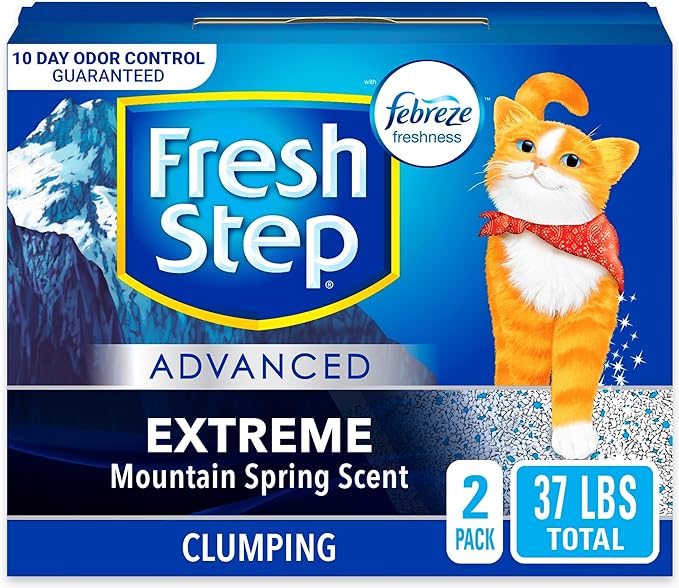 Fresh Step Clumping Cat Litter, Extreme, Advanced Long Lasting Odor Control Kitty Litter with Activated Charcoal, Low Dust Formula, 37 lb