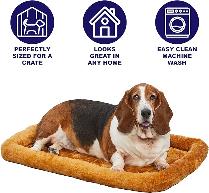 MidWest Homes for Pets Bolster Dog Bed 24L-Inch Cinnamon Dog Bed or Cat Bed w/ Comfortable Bolster | Ideal for Small Dog Breeds & Fits a 24-Inch Dog Crate | Easy Maintenance Machine Wash & Dry