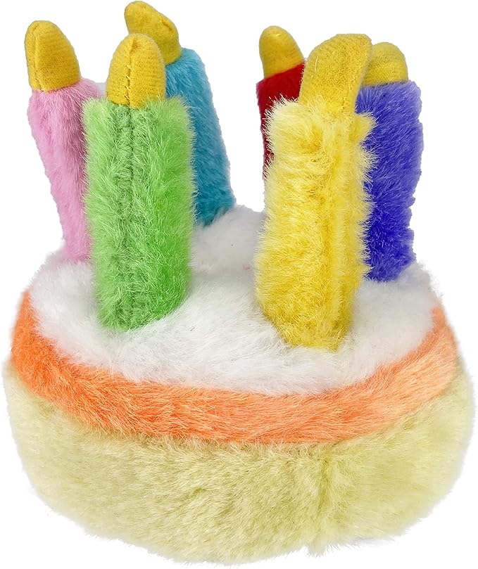 Multipet Plush 5.5-Inch Musical Birthday Cake Dog Toy (1 Count), All Breed Sizes