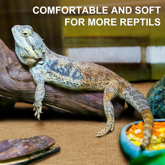 4 Pcs Reptile Carpet Pet Terrarium Floor Liners Bedding Substrate Liner Supplies Reptile Cage Mat Tank Accessories for Lizard Bearded Dragon Tortoise Snake Leopard (Coffee,39 x 20 Inch)