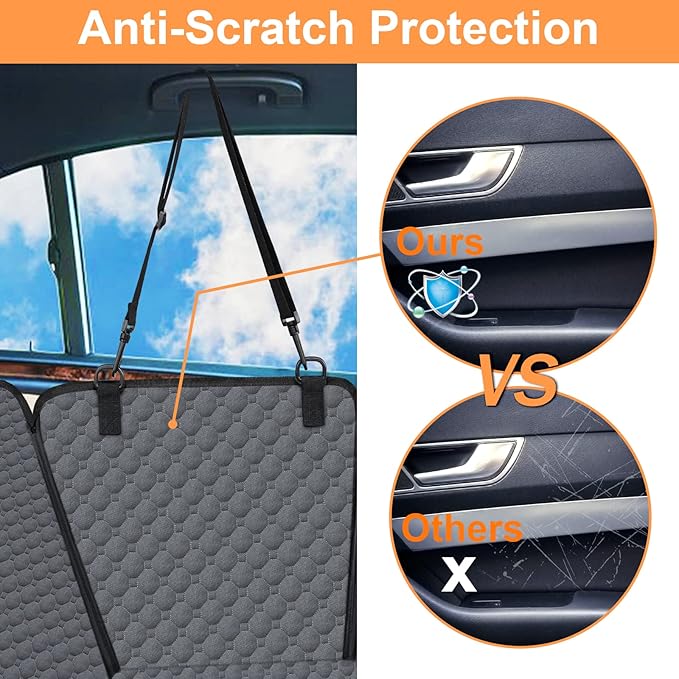 Mancro Dog Car Seat Cover for Back Seat, Waterproof for Dogs with Side Flaps, Scratchproof Dog Hammock for Car, Durable Pet Seat Cover Backseat Dog Cover Protector for Trucks SUVs