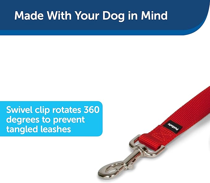 PetSafe Nylon Dog Leash – Strong, Durable, Traditional Style Leash with Easy to Use Bolt Snap – 1" x 4', Red