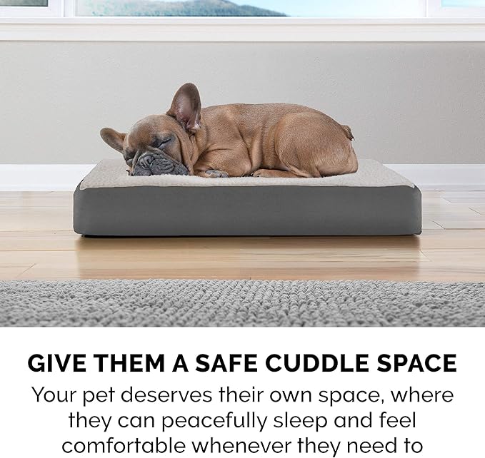 Furhaven Orthopedic Dog Bed for Large Dogs w/ Removable Washable Cover, For Dogs Up to 125 lbs - Sherpa & Suede Mattress - Gray, Jumbo Plus/XXL