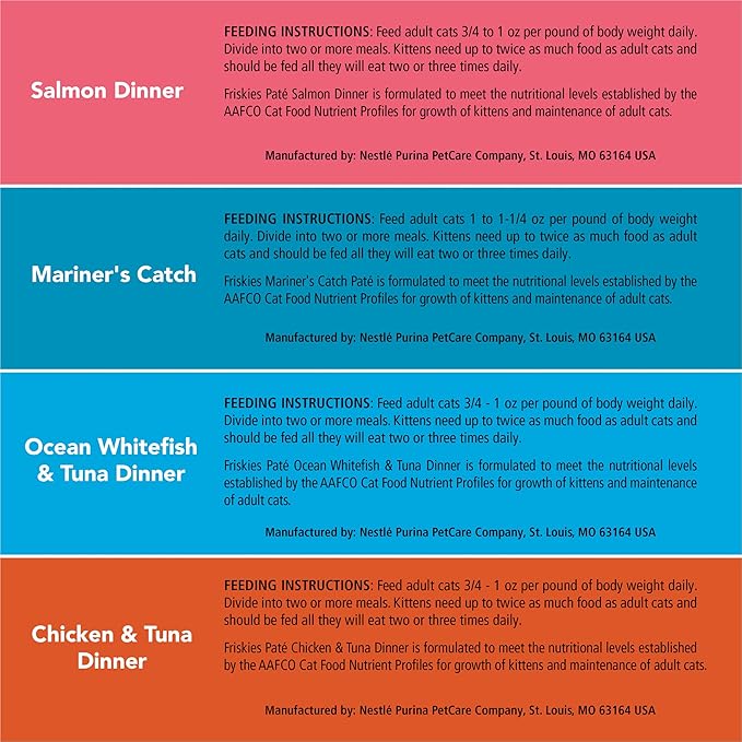 Purina Friskies Wet Cat Food Pate Variety Pack Seafood and Chicken Pate Favorites - (Pack of 40) 5.5 oz. Cans