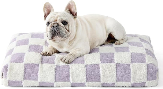 Lesure Dog Bed Medium Size Dog-Thick Shredded Chopped Foam Pet Bed, Dog Bed Indoor with Removable Cover, Cute Modern Fuzzy Plush & Anti Slip Bottom(30'x20', Purple)