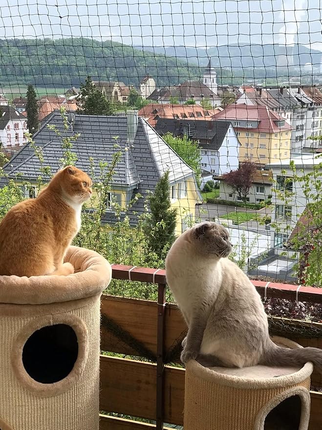 Cat Netting Balcony Black Nylon Balcony Netting for Pets Pet Mesh Fence for Balcony Anti-Fall Cat Net for Balcony and Windows