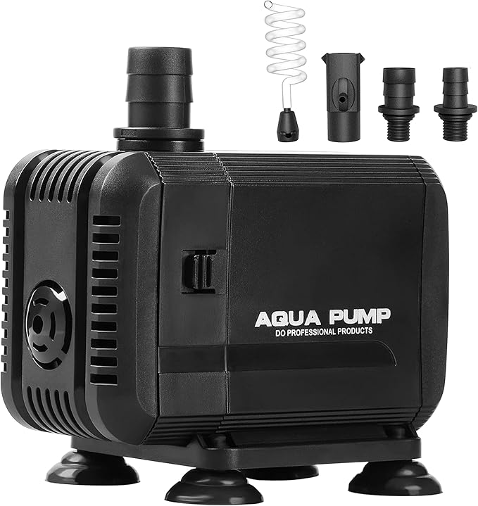 Simple Deluxe 400GPH 15W Water Table Pump (1500L/H) with 3 Nozzles, Perfect for Fish Tank, Pond, Aquarium, Statuary, Hydroponics, Black