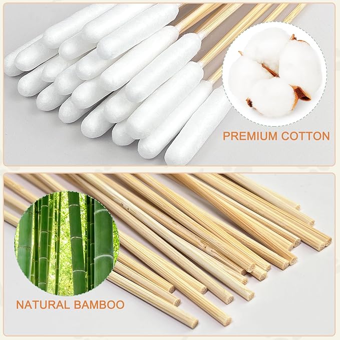 100 PCS Professional Dog Ear Cleaning Swabs - 6-inch Large Cotton Swabs, Gentle and Comfortable Bamboo Cotton Buds, Prevent Infections, Ideal Solution for Pet Ear Care (Long Tips)