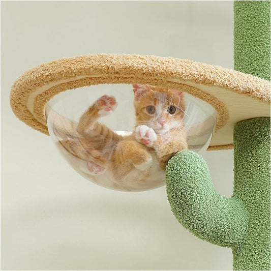 PETEPELA Cat Tree Tower Accessories, Replacement Part, Spaceship Cat Hammock, Transparent Cat Bed Acrylic Nest with a Diameter of 11.8"