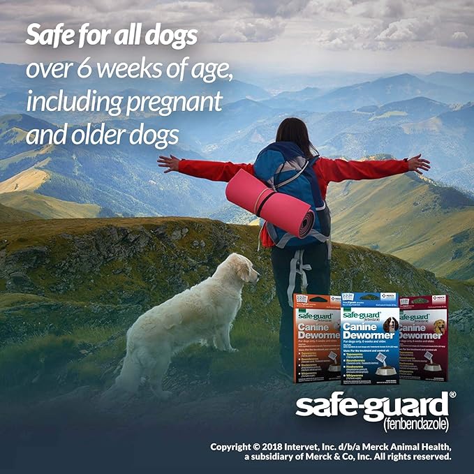 Safe-Guard (fenbendazole) Canine Dewormer for Dogs, 4gm pouch (ea. pouch treats 40lbs.)