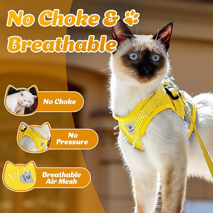 Supet Cat Harness and Leash Set for Walking Cat and Small Dog Harness Soft Mesh Harness Adjustable Cat Vest Harness with Reflective Strap Comfort Fit for Pet Kitten Puppy Rabbit