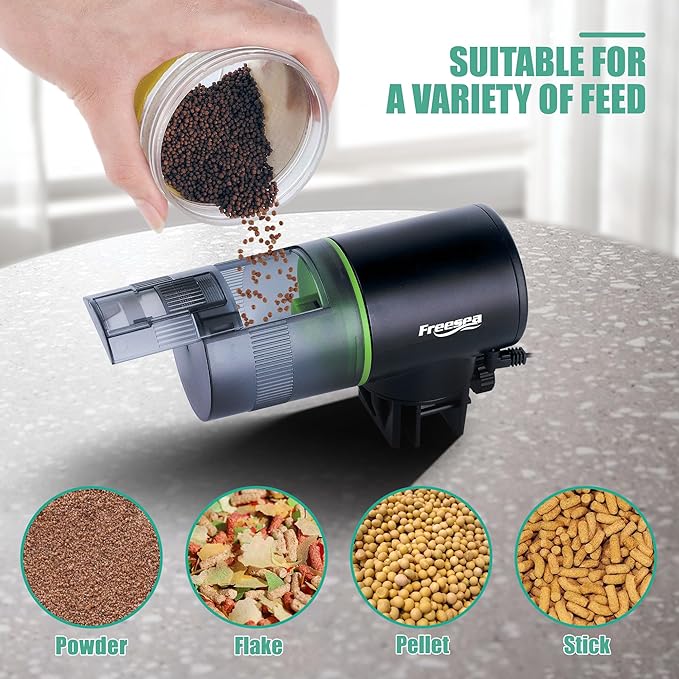 FREESEA Aquarium Automatic Fish Feeder: Programmable Auto Fish Food Dispenser - Smart Fish Tank Vacation Timer Feeder (Battery Operated)