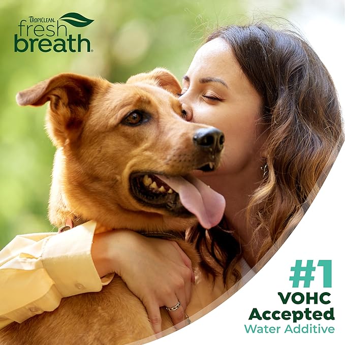 TropiClean Fresh Breath Original | Dog Oral Care Water Additive | Dog Breath Freshener Additive for Dental Health | VOHC Certified | Made in the USA | 33.8 oz.