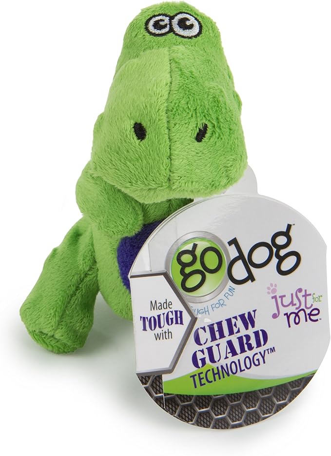 goDog Just For Me Dinos T-Rex Squeaky Plush Dog Toy, Chew Guard Technology - Green, Mini