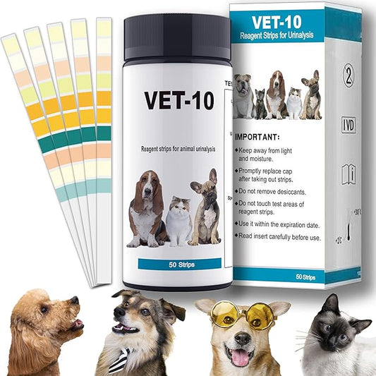 10-in-1 Dog & Cat Urine Test Strips for Dogs - 50ct Dog & Cat UTI Test Kit, UTI Test Strips for Dogs, Cats & Vets | Easy to Use for Quick & Accurate Testing to Help Manage Pet UTI & Health at Home