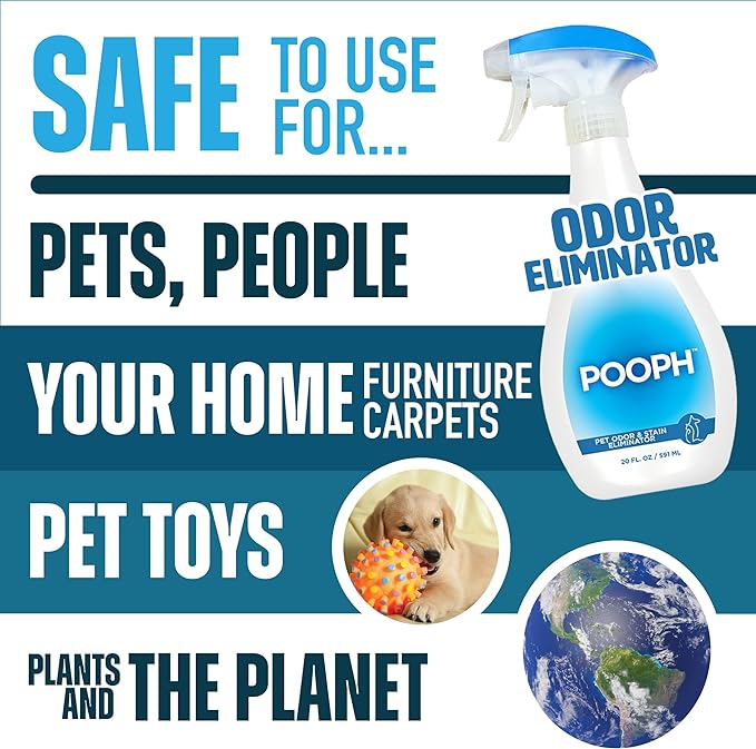 Pooph Pet Odor Eliminator, 20oz Spray - Dismantles Odors on a Molecular Basis, Dogs, Cats, Freshener, Urine, Poop, Pee, Deodorizer, Natures, Puppy, Fresh, Clean, Furniture, Potty, Safe