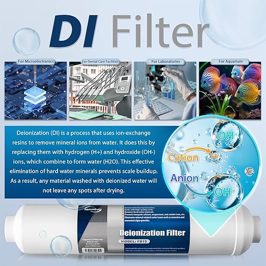 iSpring RCC1D Tankless RO/DI System, 5 Stage De-ionization Reverse Osmosis Water Filter System, 150 GPD Tankless RO Water Filter System for Aquarium with DI Water Filter