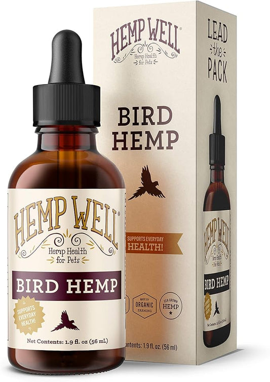 Organic Hemp Well Bird Hemp Oil – 2 Ounces. Parrot, Parakeet, Cockatiel and All Birds for Supporting Health, Feather Plucking, Destructive Behavior Reduction, Immune Support, and Relaxation.