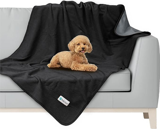 PetAmi Waterproof Dog Blanket for Bed, XL Dog Pet Blanket Couch Cover Protection, Fleece Cat Blanket Throw for Crate, Kennel, Sofa Furniture Protector, Reversible Soft Plush, Twin, 60x80 Black/Gray