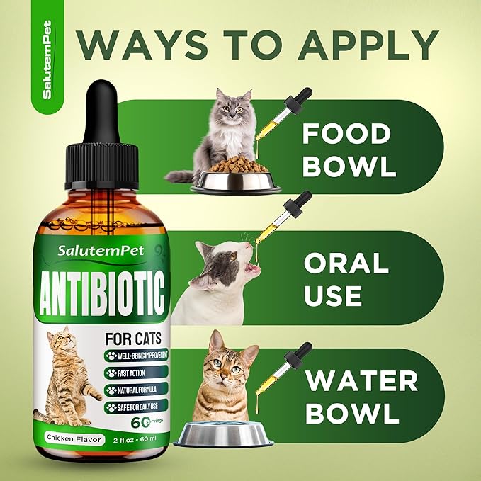 Natural Antibiotics for Cats | Cat Antibiotics | Supports Cat Allergy Relief | Cat Itch Relief | Cat Allergy Support | Cat Multivitamin | Pet Antibiotics | Cat Antibiotics | 2 Oz