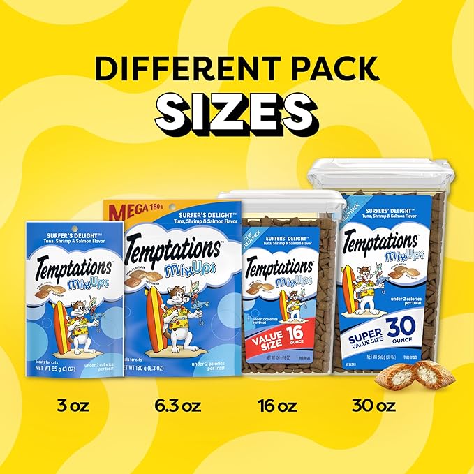 TEMPTATIONS MixUps Crunchy and Soft Cat Treats, Surfer's Delight Flavor, 30 oz. Tub (Packaging may vary)