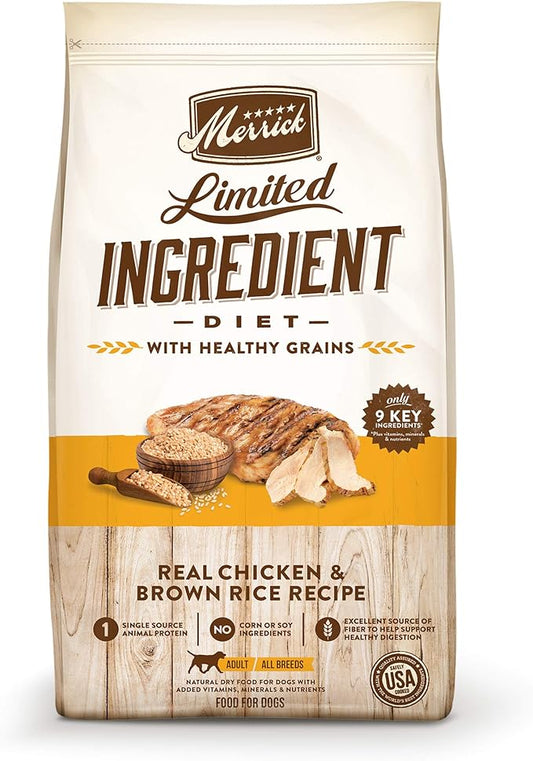 Merrick Limited Ingredient Diet Dry Dog Food Real Chicken & Brown Rice Recipe with Healthy Grains - 22 lb. Bag