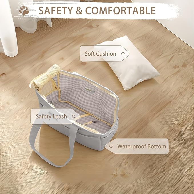 Dog Carriers for Small Dogs, Dog Purse Carrier for Small Dogs, Soft-Sided Dog Carrier Airline Approved, Dog Tote Bag with Six Pockets, Pet Carrier Washable, Oxford Cotton Bag for Puppy Kitten