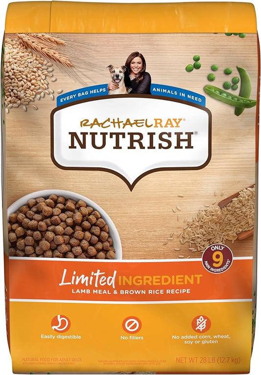 Rachael Ray Nutrish Limited Ingredient Dog Food, Lamb Meal & Brown Rice Recipe, 28 lb. Bag