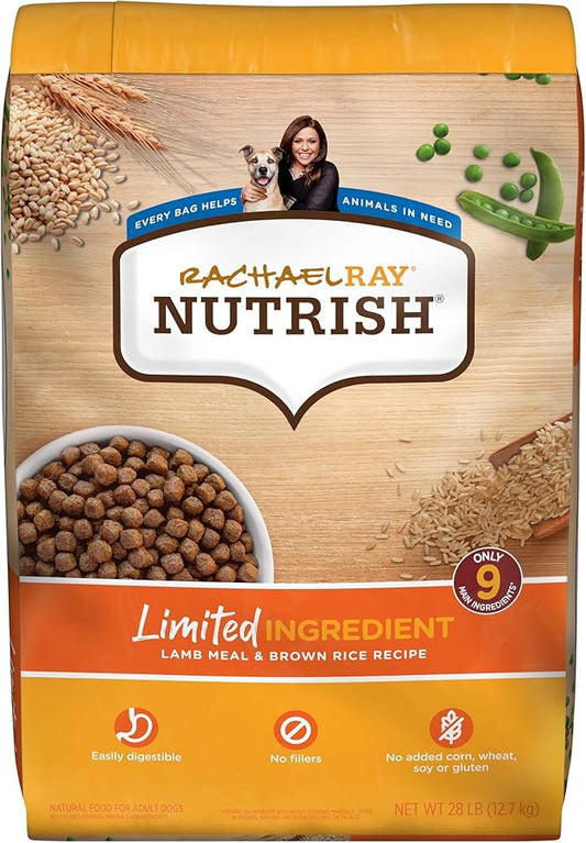 Rachael Ray Nutrish Limited Ingredient Dog Food, Lamb Meal & Brown Rice Recipe, 28 lb. Bag