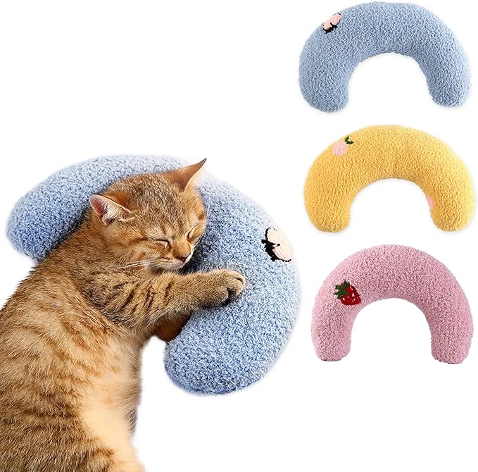 T'CHAQUE Soft Dog Bed Pillows, Ideal Naptime Sleeping Companion for Small Indoor Dogs and Cats, Pet Neck Pillow for Upper Spine Support, Cuddle Snuggle Doggy/Kitten Pillow Training Toy (3 Pack