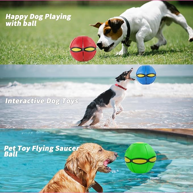 Dog Flying Disc Toy, Pet Toy Flying Saucer Ball with 3 Light for Dogs, Flying Saucer Ball Dog Toy Outdoor Toy Doggy Disc Ball, Outdoor Games Red+Pink 2PCS