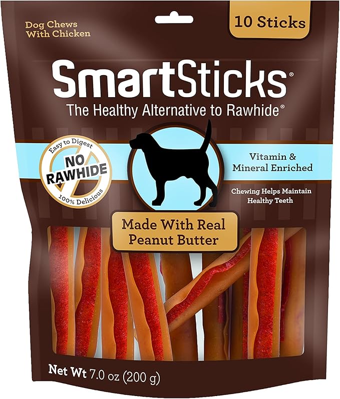 SmartBones Chicken Dog Chews Hip Joint (16 Sticks) and SmartSticks Peanut Butter Dog Chews (10 Count)