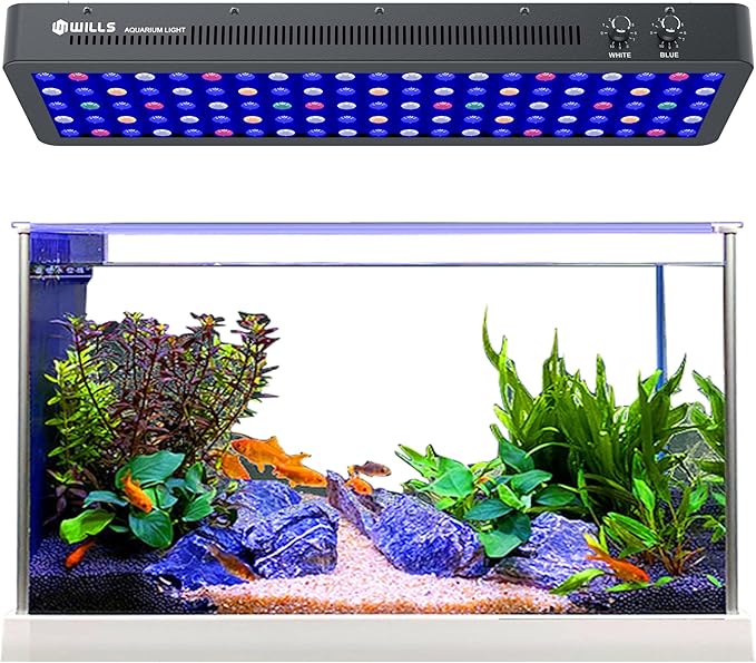 WILLS Aquarium Light, Dimmable Full Spectrum Fish Tank Light with 3 Dimming Modes & 105 Premium SMD Chips, 300W LED Aquarium Plant Light for Saltwater Freshwater Coral Reef (28"x8.5"x2.4")