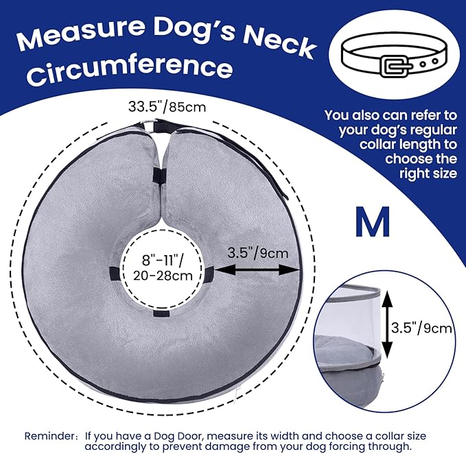 BARKLESS Dog Cone Collar, Inflatable Dog Cone after Surgery for Small Medium Large Dogs, Soft Dog Cone of Alternative with Enhanced Anti-Licking Guard Shield for Pets, Protective Dog Donut Collar