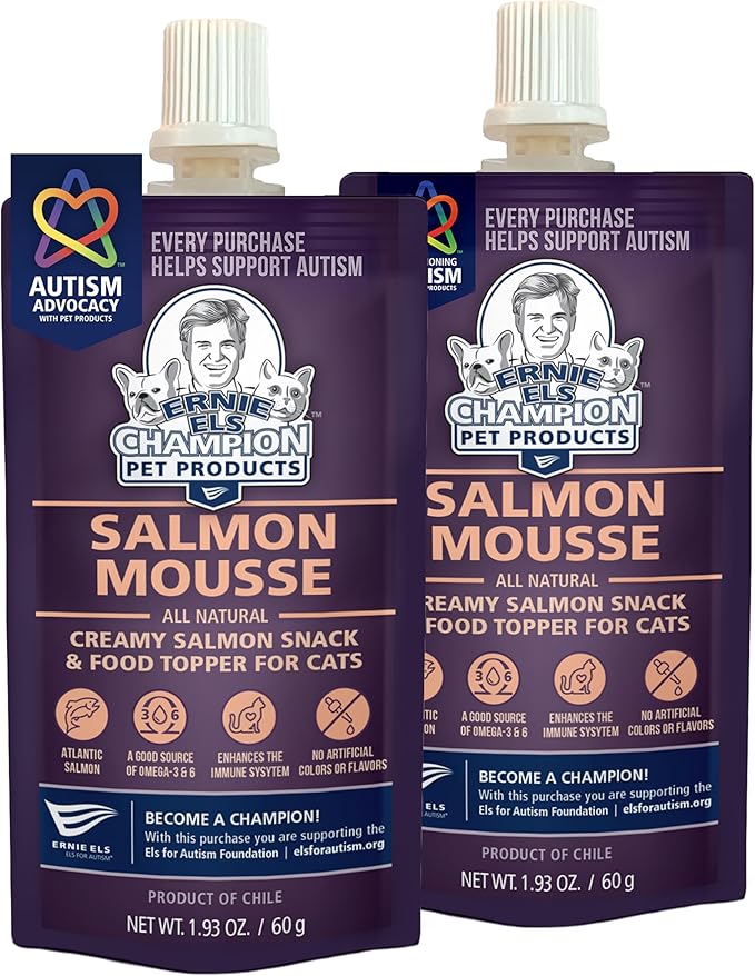 Ernie Els Premium Salmon Mousse Topper for Cat Food - Omega-Rich, Grain-Free Cat Treat (Pack of 2)